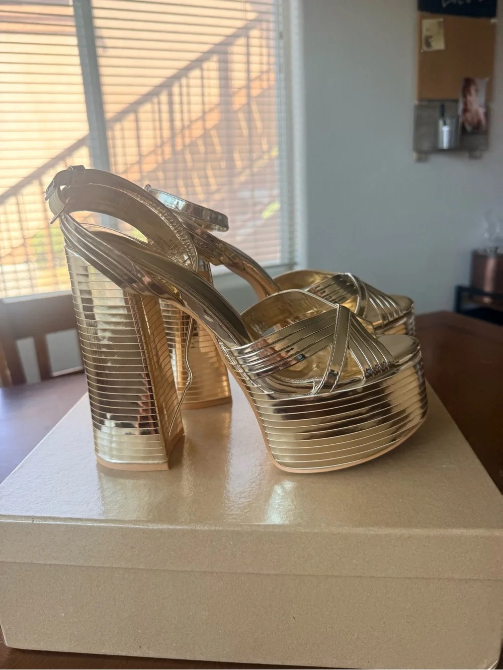 Gold Platform Strappy Sandals - Women